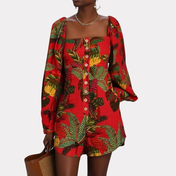 Farm Rio Red Forest Birds Romper - Picture 1 of 2